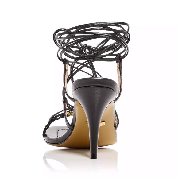 GUCCI SHOES INTERLOCKING G LOGO ANKLE TIE STRAPPY BLACK SANDALS sz 39.5 9.5 - Picture 3 of 15